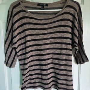 Forever 21 Black and Brown Striped Top